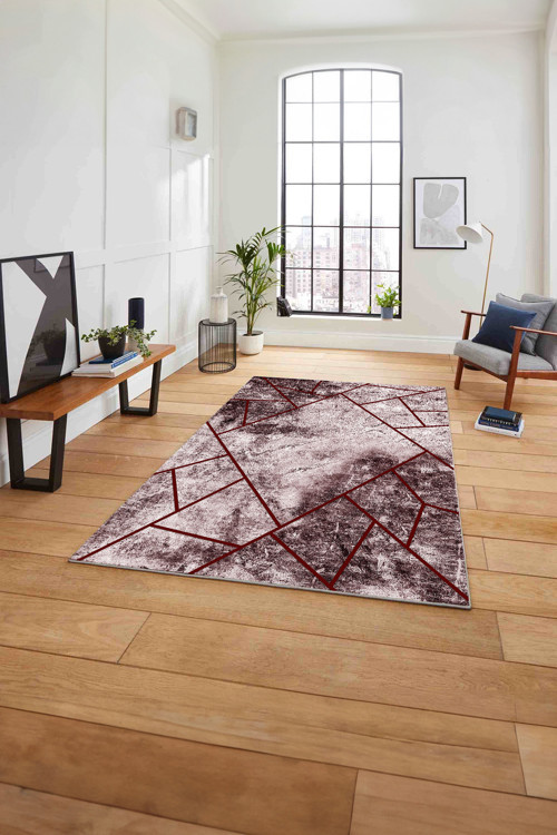Baskılı Mermer Geometrik Desenli Kaymaz Taban Yıkanabilir Yolluk Mutfak Salon Halısı