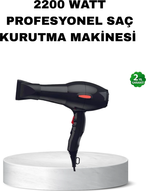 Profesyonel Saç Kurutma Makinesi – Ac Motor, Soğuk Üfleme, 2 Hız Kademesi