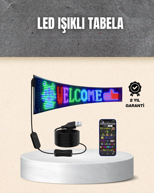 Rgb Kayar Yazılı Led Reklam Ekranı – Usb Bağlantılı Esnek Tasarım