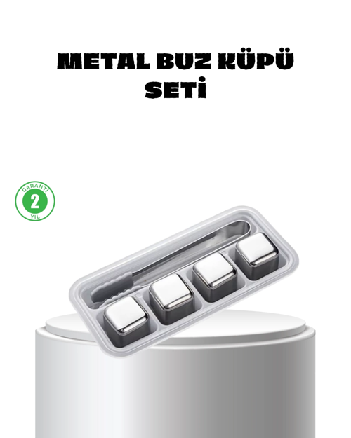Paslanmaz Çelik Metal Buz Küpü Seti Sulandırmadan Soğutma Ve Klips Dahil