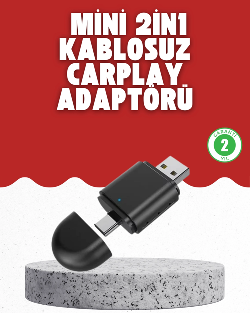 Kablosuz Carplay Dönüştürücü – Akıllı Tak & Çalıştır Araç Adaptörü