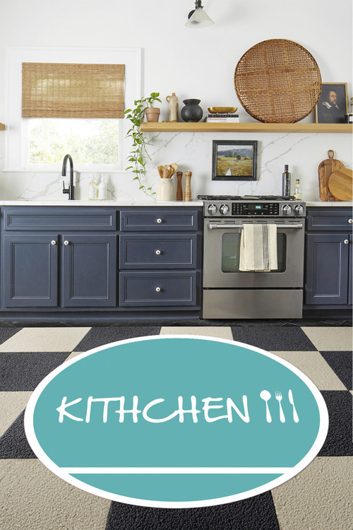 Baskılı Sade Modern Kitchen Yazılı Yıkanabilir Kaymaz Taban Yuvarlak Mutfak Halısı