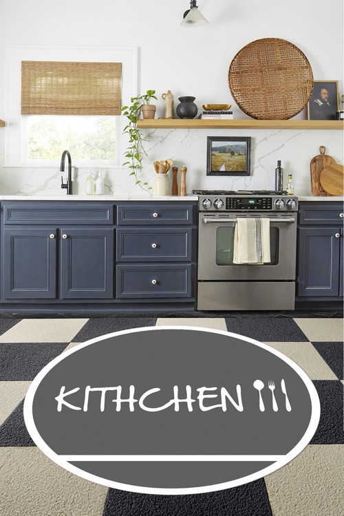 Baskılı Sade Modern Kitchen Yazılı Yıkanabilir Kaymaz Taban Yuvarlak Mutfak Halısı