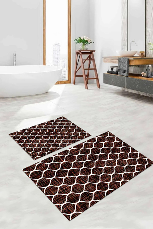 Dijital Baskılı Yıkanabilir Sade Kupa Desenli Banyo Paspası Klozet Takımı