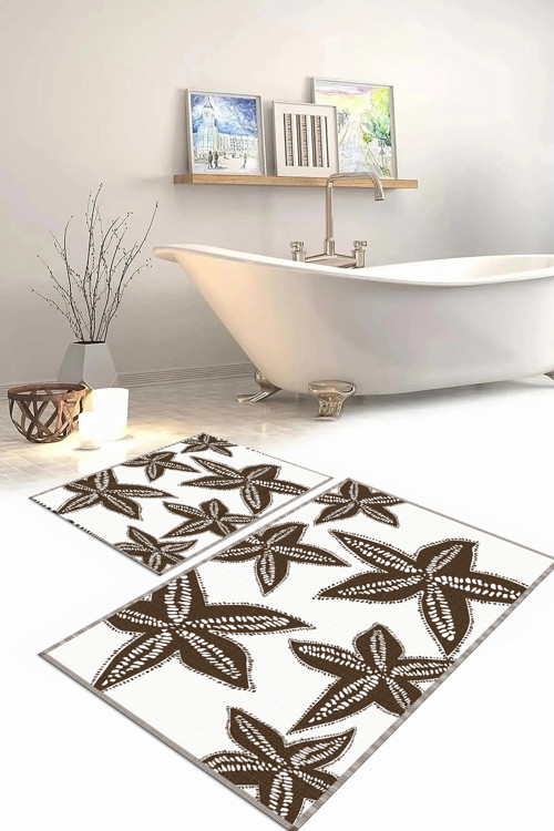 Dijital Baskılı Yıkanabilir Kaymaz Taban Deniz Yıldızı Banyo Paspası Klozet Takımı