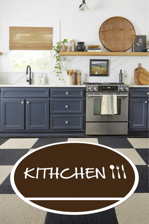 Baskılı Sade Modern Kitchen Yazılı Yıkanabilir Kaymaz Taban Yuvarlak Mutfak Halısı
