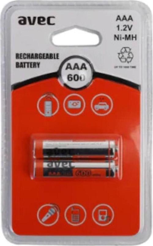 Avec 600 Mah Aaa Ince Şarjlı Pil Şarj Edilebilir Pil 2 Li