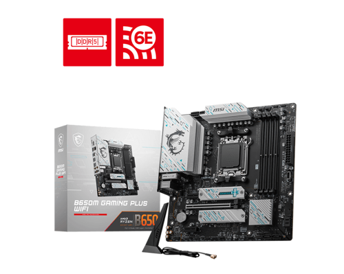 B650M GAMING PLUS WIFI Sc-AM5 B650 DDR5 7200Mhz M.2 2.5Gbit Wi-Fi 6E mATX AMD Anakart