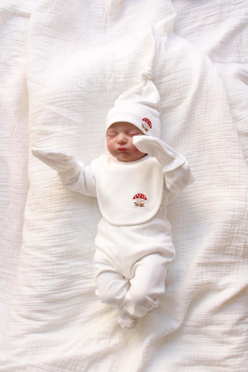 Mantar Nakışlı 5li Uzun Kollu Yenidoğan Set (0-3 Ay)