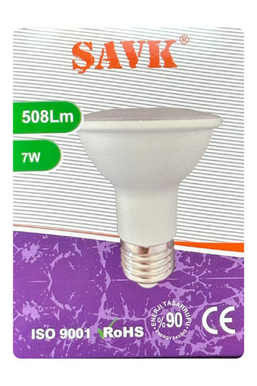 (1 Adet) Şavk 7W 6500K (Beyaz Işık) Par20 E27 Duylu (Kalın Duy) Led Spot Ampul
