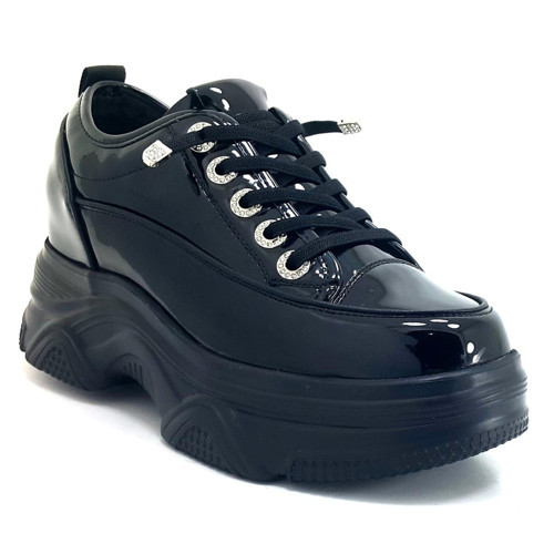 372 24KA Kadın Sneaker Günlük Ayakkabı Siyah Rugan
