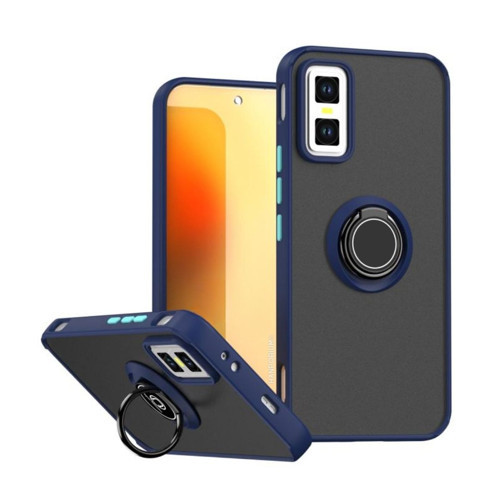Infinix GT 30 Uyumlu Kılıf Yüzüklü Standlı Extra Darbe Koruma Sert Silikon Kapak - Lacivert