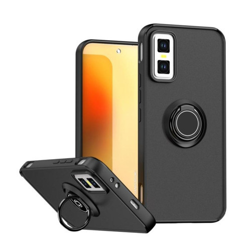 Infinix GT 30 Uyumlu Kılıf Yüzüklü Standlı Extra Darbe Koruma Sert Silikon Kapak - Siyah