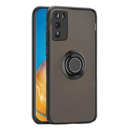 Huawei P30 Pro Uyumlu Kılıf Yüzüklü Standlı Extra Darbe Koruma Sert Silikon Kapak - Siyah