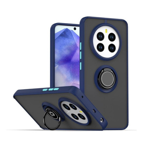 Realme 12 Plus Uyumlu Kılıf Yüzüklü Standlı Extra Darbe Koruma Sert Silikon Kapak - Lacivert