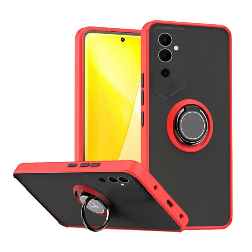 Tecno Pova Neo 2 Uyumlu Kılıf Yüzüklü Standlı Extra Darbe Koruma Sert Silikon Kapak - Kırmızı