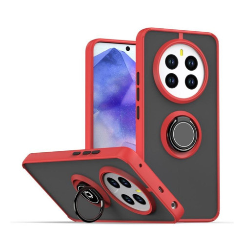Realme 12 Plus Uyumlu Kılıf Yüzüklü Standlı Extra Darbe Koruma Sert Silikon Kapak - Kırmızı
