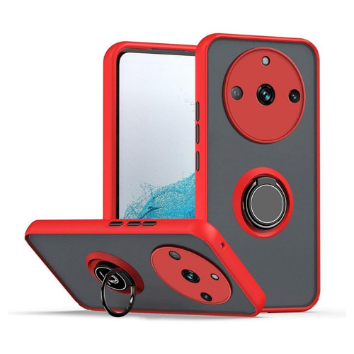Realme 11 Pro Uyumlu Kılıf Yüzüklü Standlı Extra Darbe Koruma Sert Silikon Kapak - Kırmızı