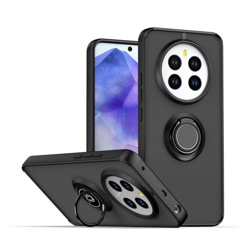Realme 12 Plus Uyumlu Kılıf Yüzüklü Standlı Extra Darbe Koruma Sert Silikon Kapak - Siyah