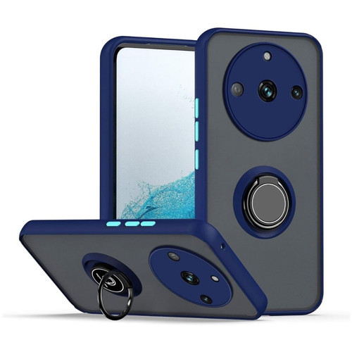 Realme 11 Pro Uyumlu Kılıf Yüzüklü Standlı Extra Darbe Koruma Sert Silikon Kapak - Lacivert