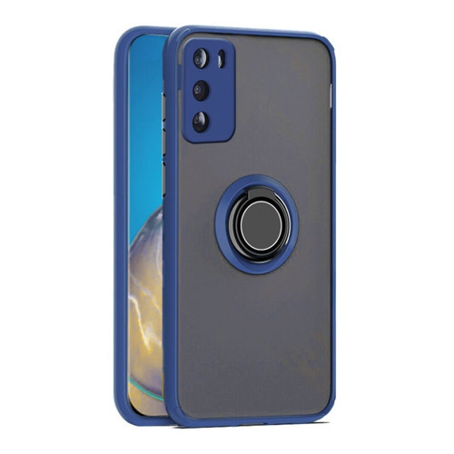 Huawei P30 Pro Uyumlu Kılıf Yüzüklü Standlı Extra Darbe Koruma Sert Silikon Kapak - Lacivert