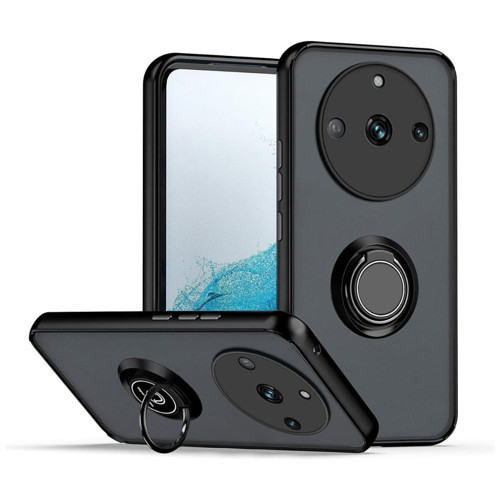 Realme 11 Pro Uyumlu Kılıf Yüzüklü Standlı Extra Darbe Koruma Sert Silikon Kapak - Siyah