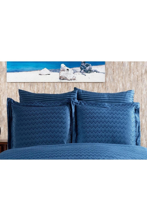 Odesa Bambu Jakar Kumaş Indigo Ikili Oksford Yastık Kılıfı 60x80 Cm 1329
