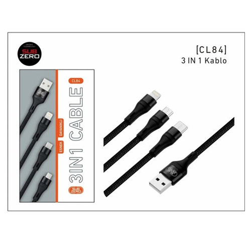 Sub Zero 3 Farklı Girişli Şarj Kablosu Cl84