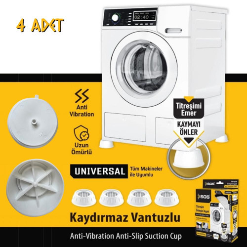 Çamaşır Makinesi Titreşim Önleyici Kaydırmaz Ayak Seti - 4 Parça