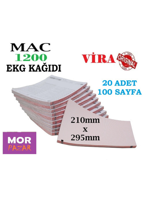 Mac 1200 Ekg Cihazı Kağıdı 210mm x 295mm Z Katlama A4 - 20 Adet 100 Sayfa