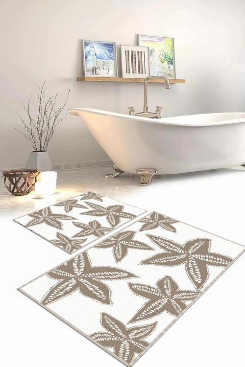 Dijital Baskılı Yıkanabilir Kaymaz Taban Deniz Yıldızı Banyo Paspası Klozet Takımı
