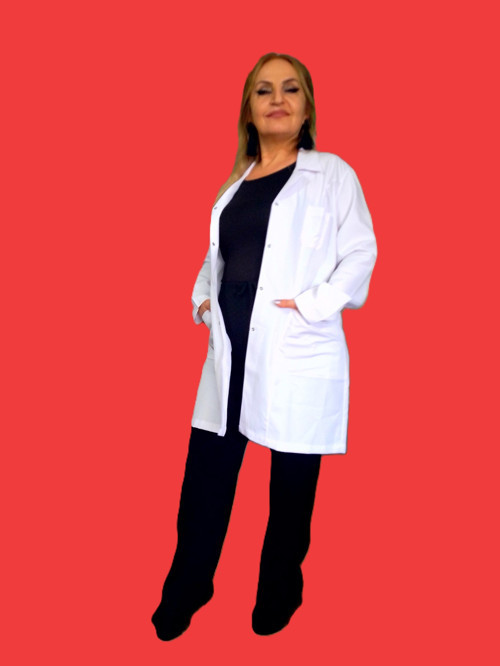 kadın gömlek yaka doktor hemşire öğretmen labaratuvar uzun kollu beyaz önlük S