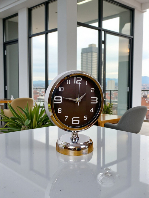 Büro Ev Ofis Hediyesi için 20x25CM Krom Metal Prestij Masa Saati