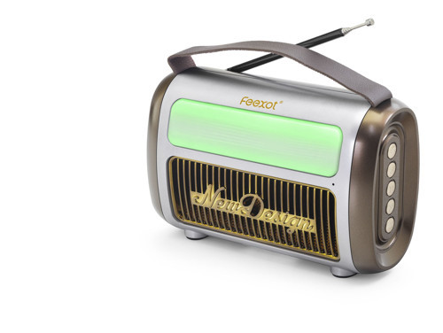 Büro Ev Ofis Kamp Keyfi için Kahve Renk Taşınır Tf Aux Bluetooth Nostaljik Stil Fm Radyo Hoparlör