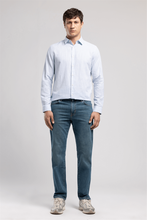 Ricky Erkek High Rise Straight Fit Pamuklu Jean Pantolon Yeşil