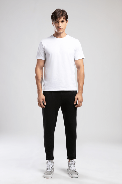 Logos Erkek Regular Fit %100 Pamuk Baskılı Bisiklet Yaka T-Shirt Beyaz