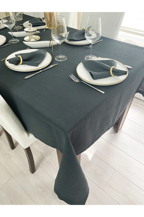 Elite Masa Örtüsü + Runner Takım | Lekeye Dayanıklı Antrasit