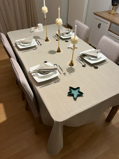 Elite Masa Örtüsü + Runner Takım | Lekeye Dayanıklı Taş