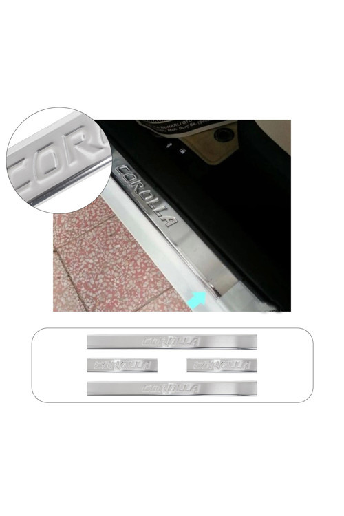 Toyota Corolla Uyumlu 2007-2012 Krom Kapı Eşiği Paslanmaz Çelik