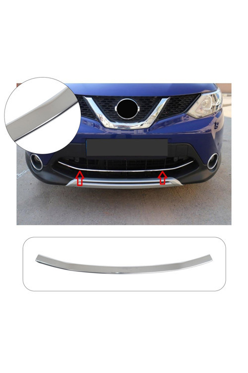 Nissan Qashqai Uyumlu 2014-2017 Krom Ön Tampon Çıtası Paslanmaz Çelik