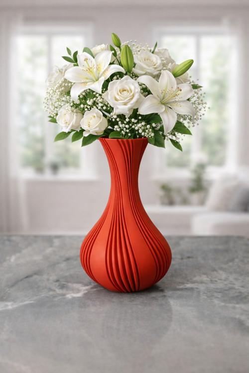 3D Tasarım Dekoratif Vazo 21 Cm Siyah, Beyaz, Bej, Gümüş Gri, Zeytin Yeşili, Kemik Beyazı, Kırmızı