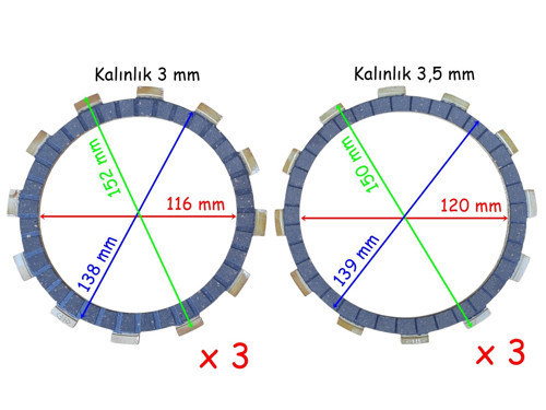 Rks R250 Debriyaj Balatası 3+3