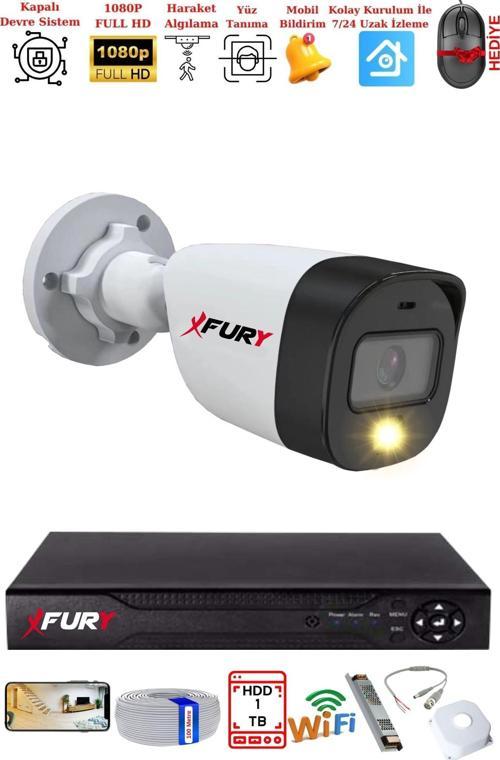 1 Kameralı 5Mp Lens 2 Mp Görüntü Gece Renkli Full Hd Ultra Led Akıllı Güvenlik Kamerası Seti 1TB