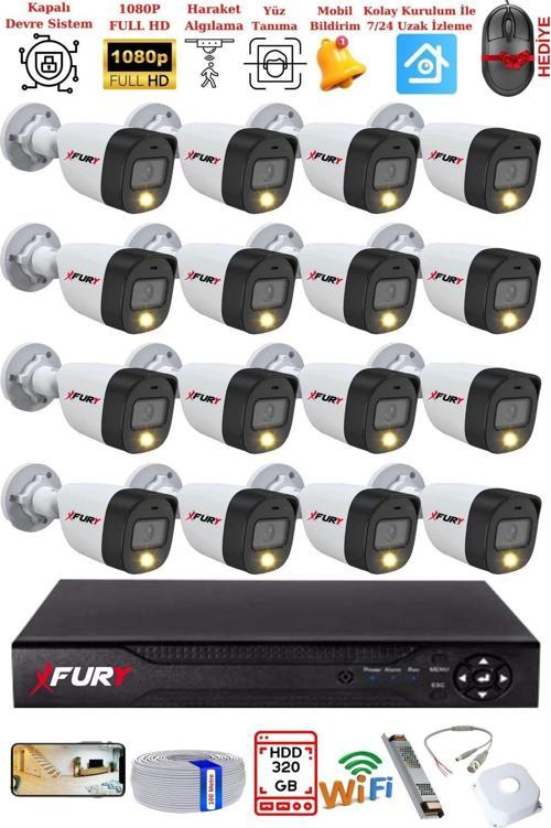 16 Kameralı 5Mp Lens 2 Mp Görüntü Gece Renkli Full Hd Ultra Led Akıllı Güvenlik Kamerası Seti 320GB