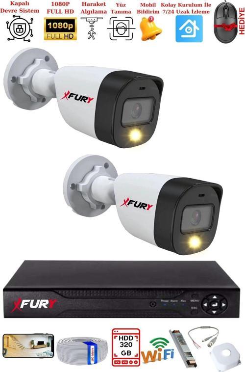 2 Kameralı 5Mp Lens 2 Mp Görüntü Gece Renkli Full Hd Ultra Led Akıllı Güvenlik Kamerası Seti 320GB