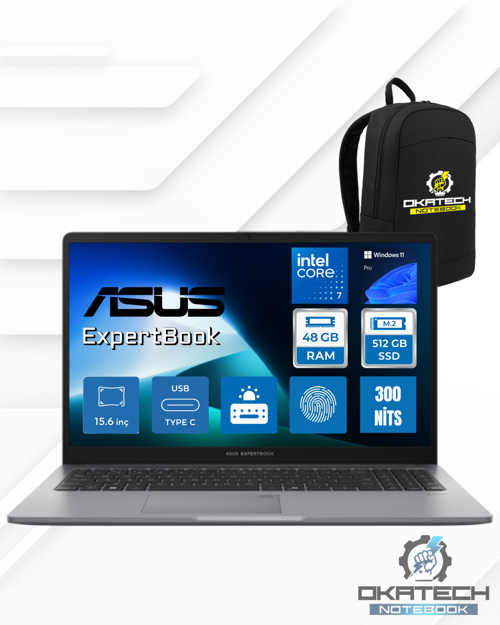 Expertbook P1 Intel®Core™7 240H 48GB DDR5 512GB SSD 15.6'' FHD 300NITS WİN11P Taşınabilir Bilgisayar P1503CVA-C716512G0D