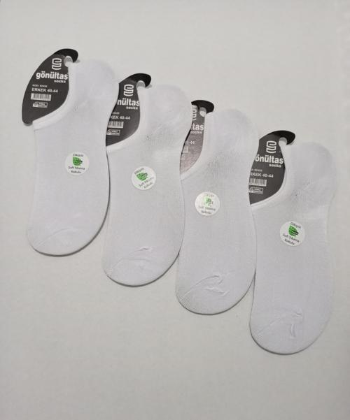 GÖRÜNMEZ ERKEK SINIKIRS DİKİŞSİZ ÇORAP YIKANMIŞ BEYAZ 4'LÜ