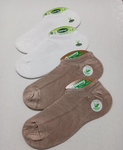 UNİSEX BAMBU SINIKIRS DİKİŞSİZ YIKANMIŞ ÇORAP 4'LÜ BEYAZ-BEJ