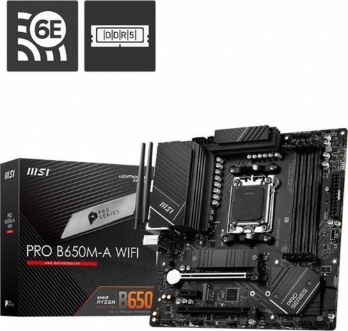 Mb Pro B650M-A Wifi Am5 Ddr5 6400Mhz(Oc) Hdmı Dp M.2 Usb3.2 2.5G Lan Wifi 6E Matx Amd Anakart