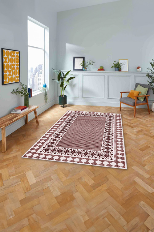 Dijital Baskılı Jüt Kilim Motifli Yıkanabilir Kaymaz Yolluk Mutfak Salon Halısı